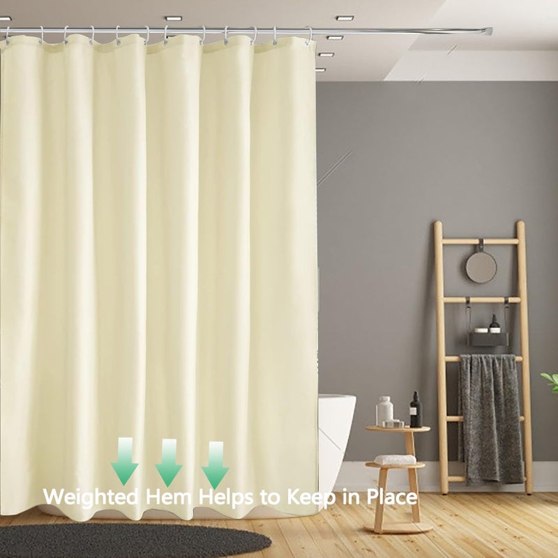 LLSCL Beige Fabric Shower Curtain Liner with Bottom Counterweight, Waterproof Hotel Quality, 72 x 72 Machine Washable - Image 5